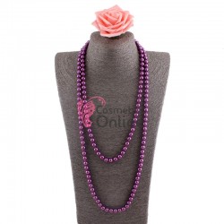 Colier lung modern din perle de sticla AS45FF Perle Violet